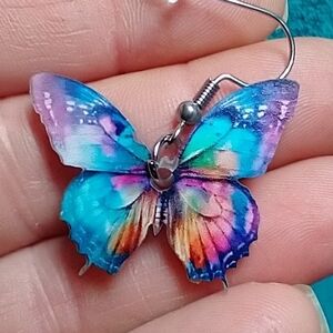 Colorful butterfly wire earrings